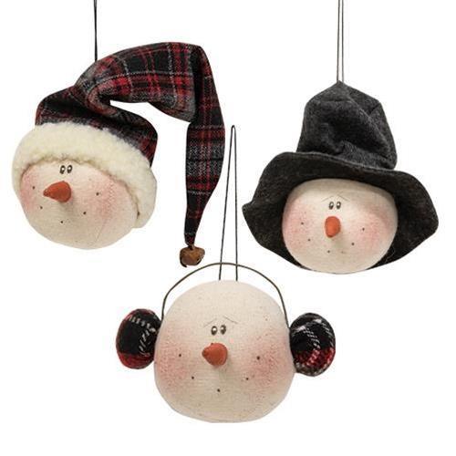 3/Set, Snowman Head Ornaments - The Fox Decor