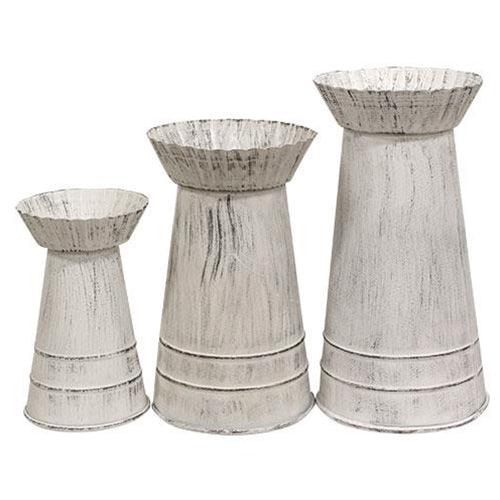 3/Set, Shabby Chic Fluted Pillar Holders - The Fox Decor
