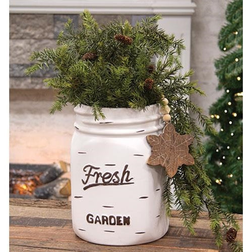 White Mason Jar Planter