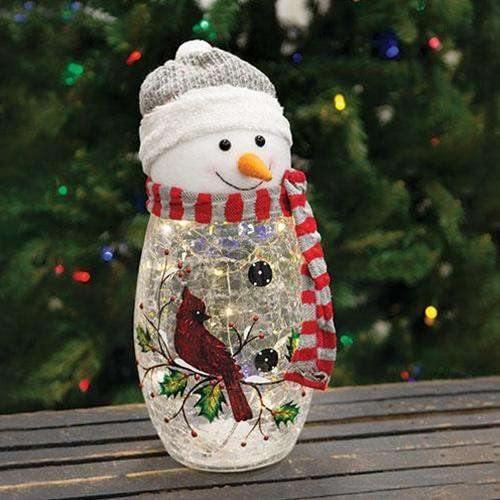 Plush Head Lit Glass Snowman - The Fox Decor