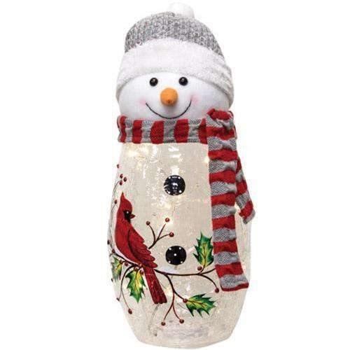 Plush Head Lit Glass Snowman - The Fox Decor