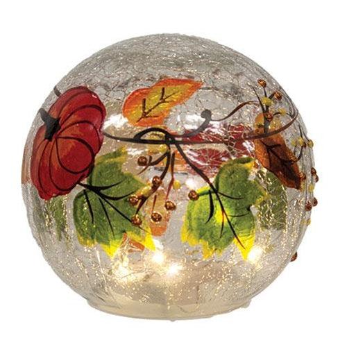 Pumpkin Patch Crackled Glass LED Orb