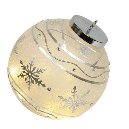 Silver Snowflake Light Up Ball Ornament