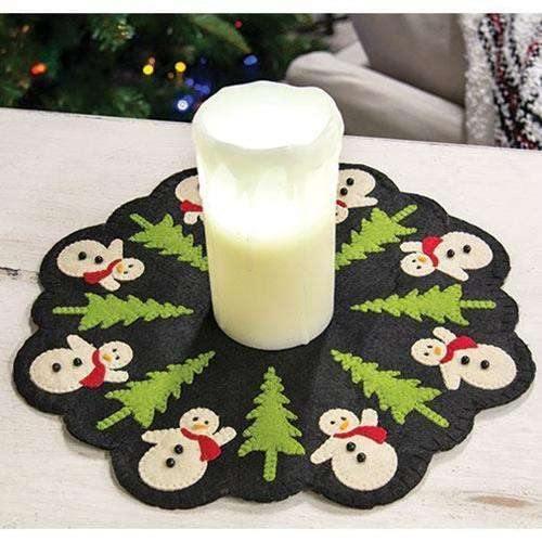 Snowman and Christmas Tree Felt Mat - The Fox Decor