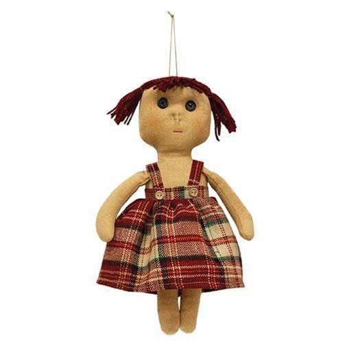 Little Millie Doll country doll with burgundy yarn hair - The Fox Decor