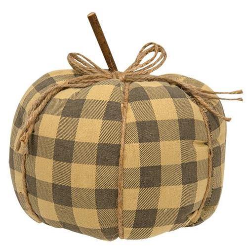 Gray Buffalo Check Pumpkin, 7.25"* - The Fox Decor