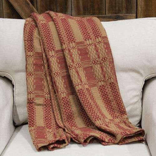 Cranberry/Tan Throw - The Fox Decor