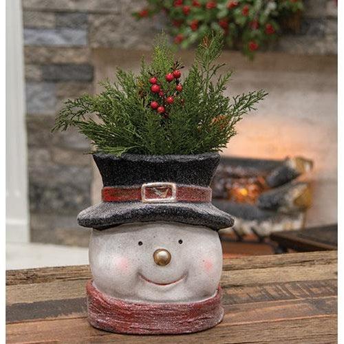 Glittered Resin Snowman Head Planter