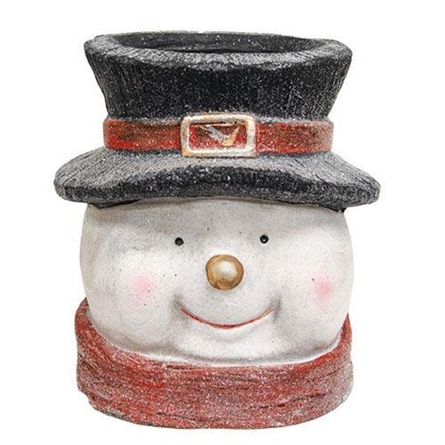 Glittered Resin Snowman Head Planter - The Fox Decor