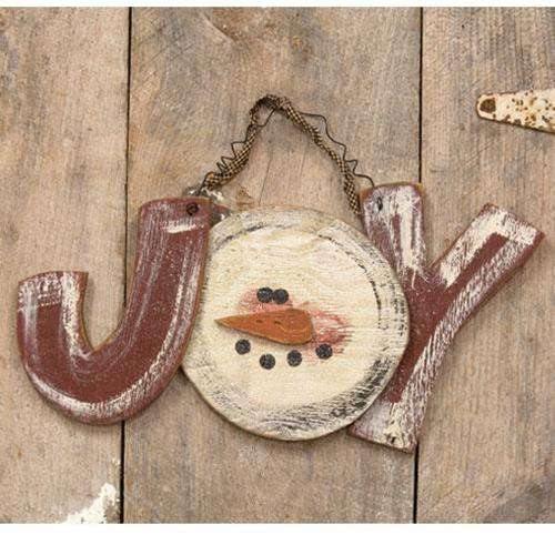 Distressed Hanging Snowman Joy Sign - The Fox Decor