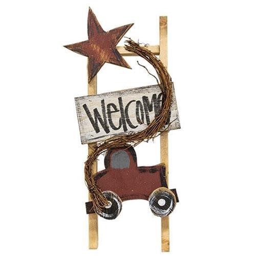 Red Truck & Star Welcome Ladder - The Fox Decor