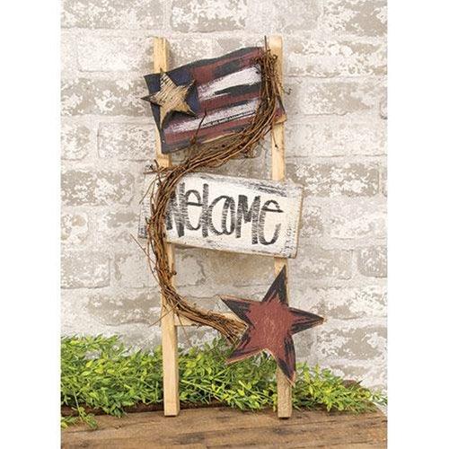 Flag & Star Welcome Ladder - The Fox Decor
