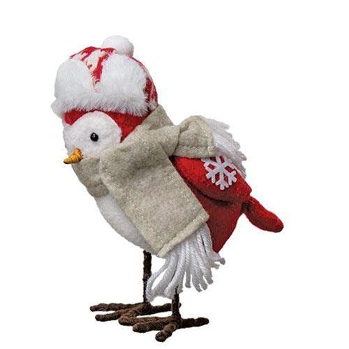 Red & White Felt Winter Bird, 2/set.