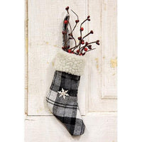Thumbnail for Black & White Plaid Stocking Ornament With Snowflake - The Fox Decor