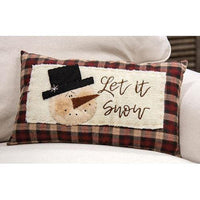 Thumbnail for Let It Snow Lodge Pillow Red, Green, & Tan Plaid Fabric - The Fox Decor