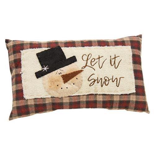 Let It Snow Lodge Pillow Red, Green, & Tan Plaid Fabric - The Fox Decor