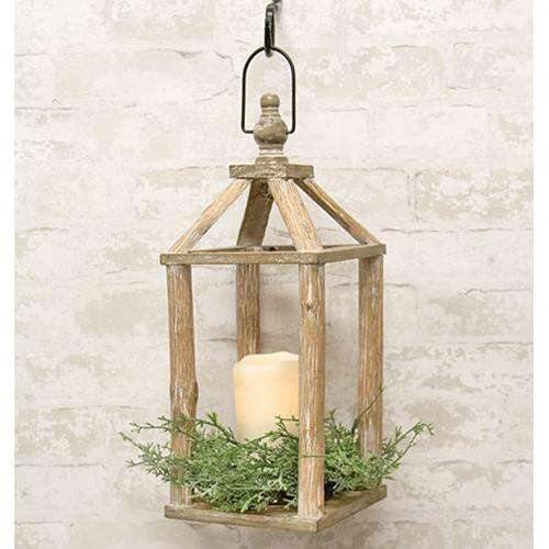 Carriage House Primitive Wooden Lantern, 16" - The Fox Decor