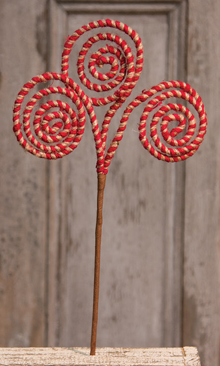 Red Spiral Candy Pick, 18" - The Fox Decor