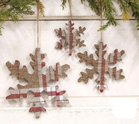 Thumbnail for 3/Set, Red & White Plaid Snowflakes - The Fox Decor