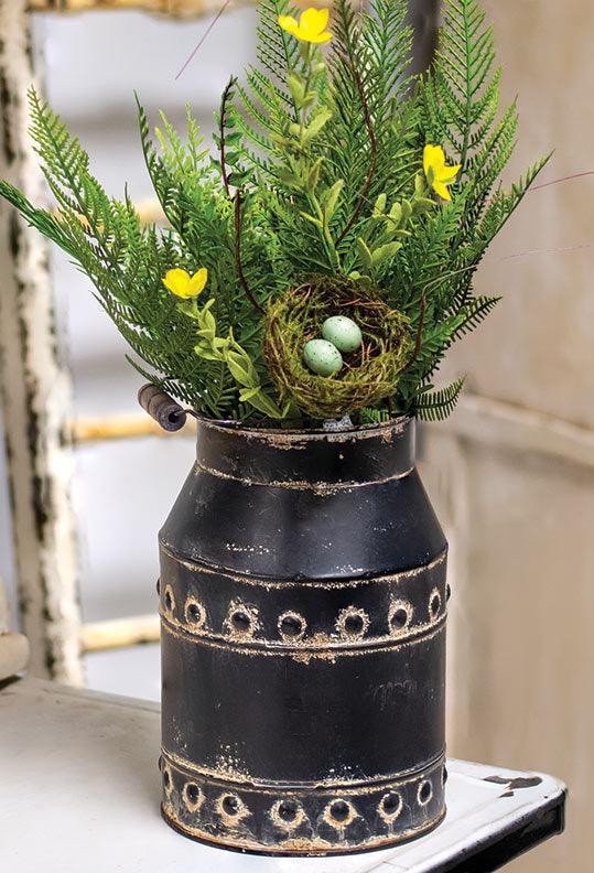 Black Distressed Milk Can With Handle - The Fox Decor
