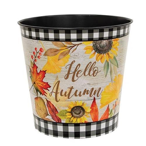Hello Autumn Fall Leaves Bucket - The Fox Decor