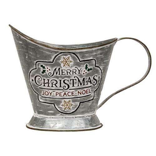 Merry Christmas Metal Coal Bucket, 6" x 10" - The Fox Decor