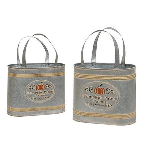 2/Set, Pumpkin Patch Farms Galvanized Totes - The Fox Decor