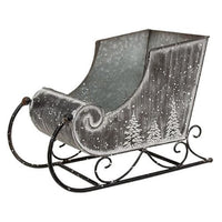 Thumbnail for Embossed Snowy Pine Tree Metal Sleigh, Large