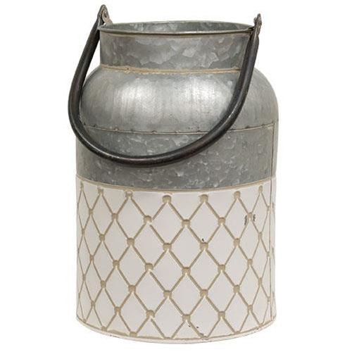 2/Set, White Diamond Embossed Milk Cans - The Fox Decor