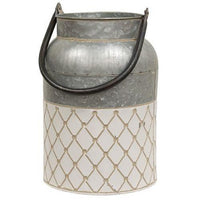 Thumbnail for 2/Set, White Diamond Embossed Milk Cans - The Fox Decor