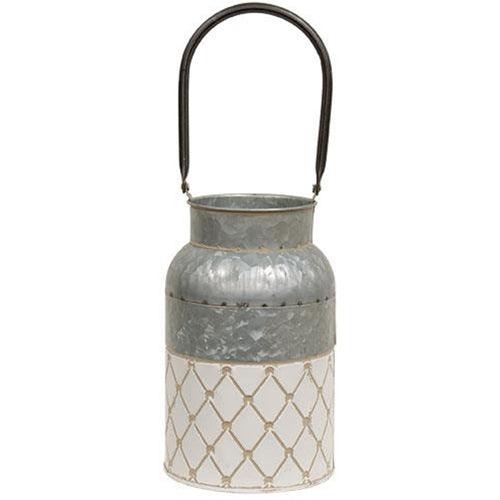 2/Set, White Diamond Embossed Milk Cans - The Fox Decor