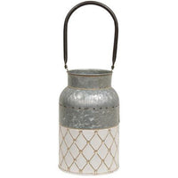 Thumbnail for 2/Set, White Diamond Embossed Milk Cans - The Fox Decor