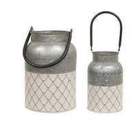 Thumbnail for 2/Set, White Diamond Embossed Milk Cans - The Fox Decor