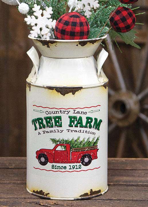 Country Lane Tree Farm Milk Can Christmas Decor - The Fox Decor