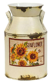 Thumbnail for Cream Distressed Sunflower Milk Can - The Fox Decor