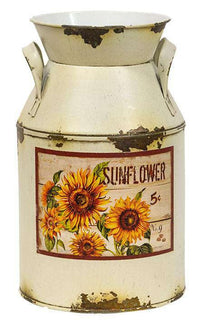 Thumbnail for Cream Distressed Sunflower Milk Can