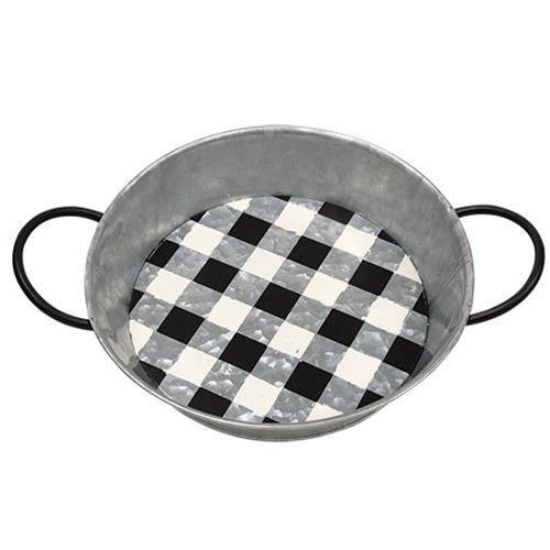 2/Set, Black Buffalo Check Round Trays - The Fox Decor