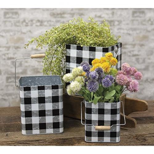 3/Set, Black Buffalo Check Buckets - The Fox Decor