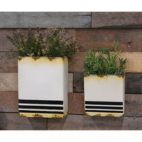 Thumbnail for 2/Set, Striped Distressed Metal Wall Pockets