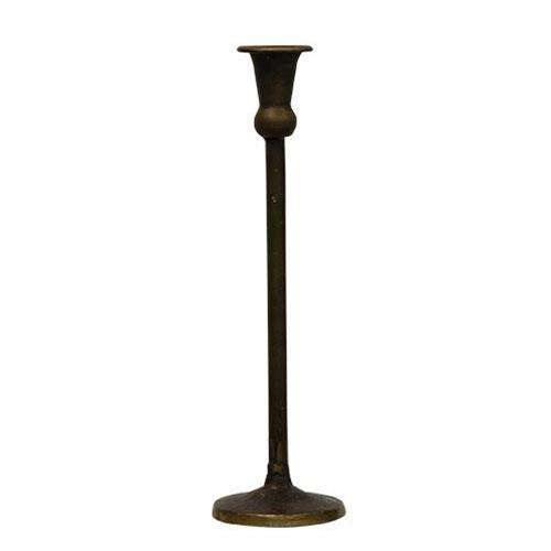 Antiqued Brass Maglia Taper Holder, 12.5" - The Fox Decor