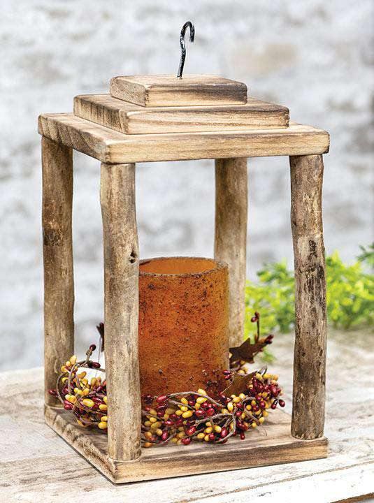 Natural Wood Pillar Lantern - The Fox Decor