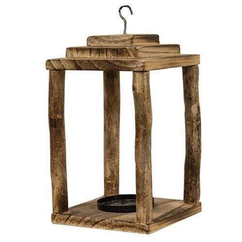 Natural Wood Pillar Lantern - The Fox Decor