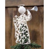 Thumbnail for White Glitter Angel Tree Topper - The Fox Decor