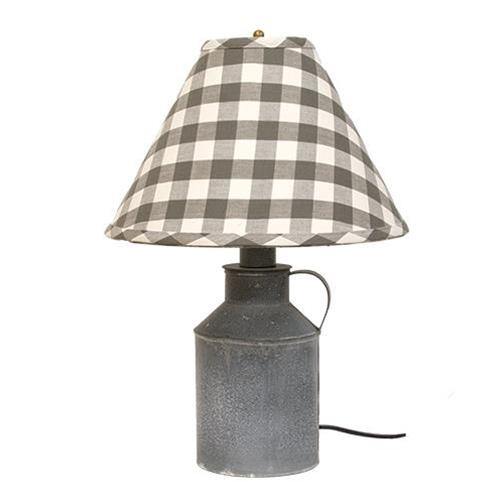 Jug Lamp With Gray Check Shade - The Fox Decor