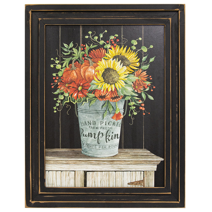 Sunflowers & Pumpkin Bucket Framed Print, 12x16
