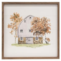 Thumbnail for Early Autumn White Barn Watercolor Framed Print, 16