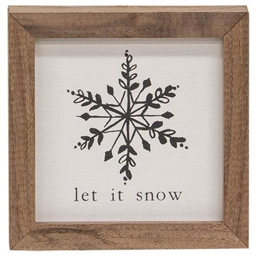 Let It Snow Black & White Snowflake Mini Framed Print - The Fox Decor
