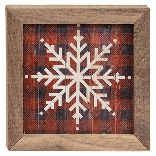 Black & Red Plaid Snowflake Mini Framed Print