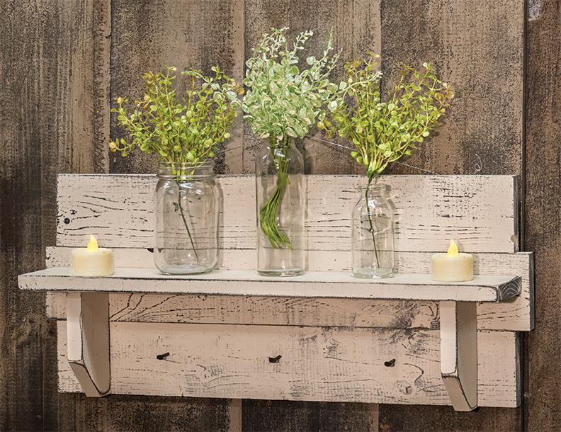 Ivory Shelf w/3 Nail Hooks - The Fox Decor