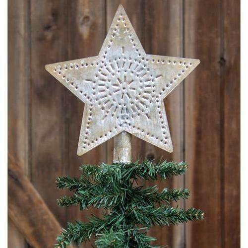 Whitewashed Star Tree Topper, 9" - The Fox Decor
